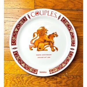 Vintage Jamaica Rare Souvenir Commemorative Collector Plate Lion Charger Couples